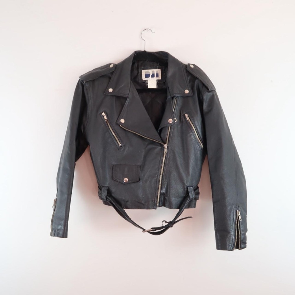 y2k harley davidson black leather jacket eagle graphic cropped moto 2000s - Picture 7 of 7